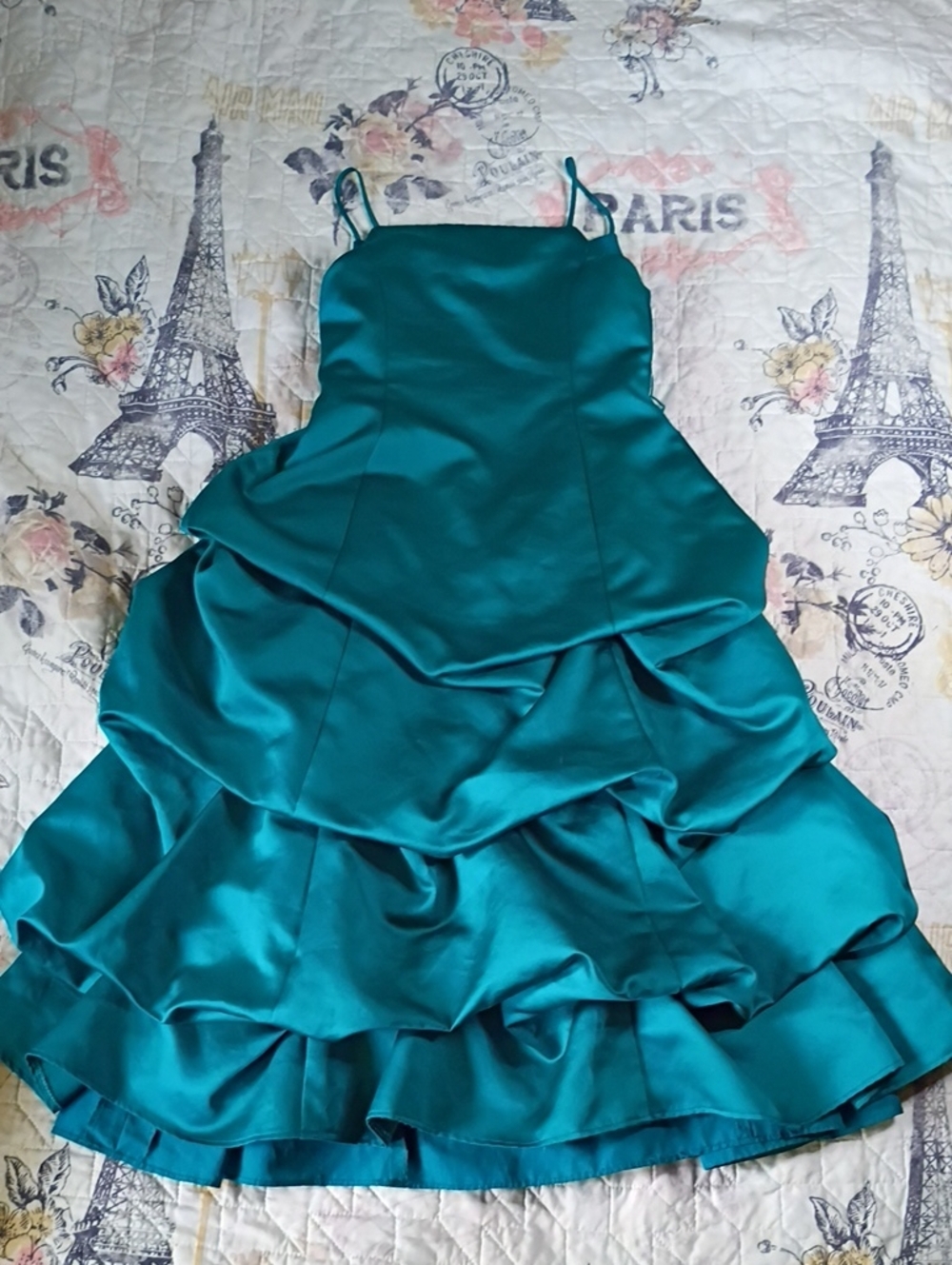David's Bridal Teal Evening Kids  Dress